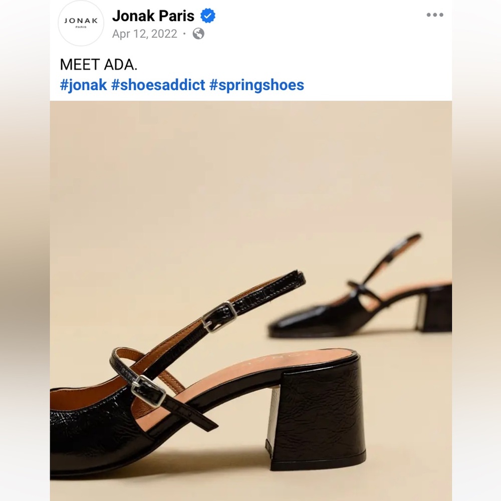Jonak Paris leather square toe slingback open back Mary Jane babies block heels - Picture 8 of 13